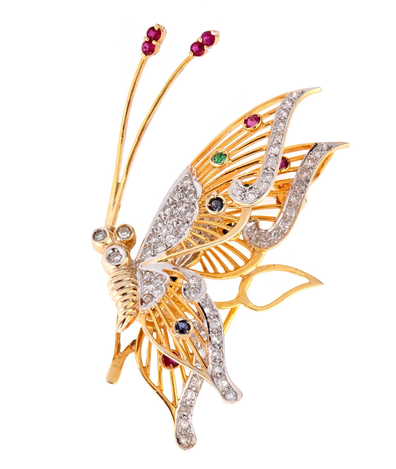 14k Gold Diamond Entremblant Butterfly Pendant Pin (1 of 3)