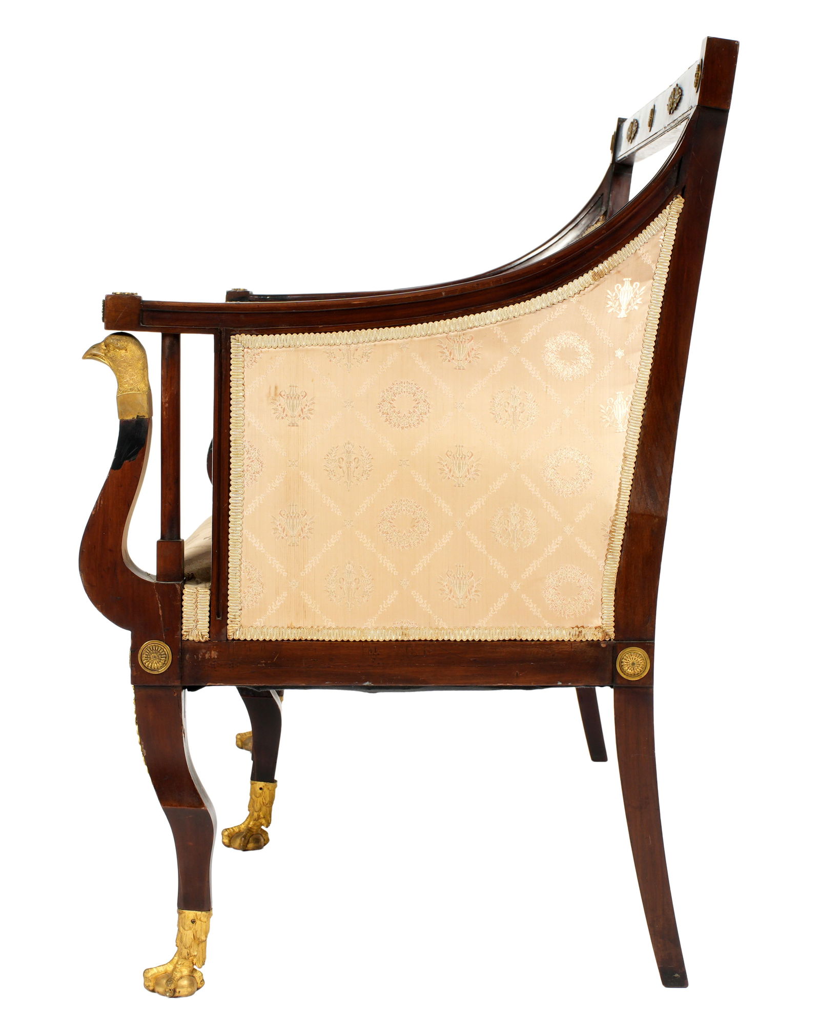 French Mahogany Settee with Ormolu Eagle Mounts - 3