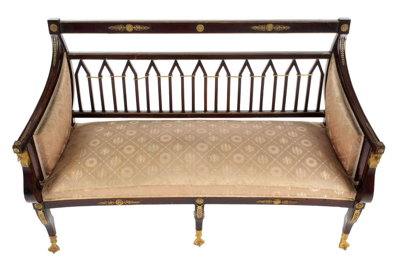 French Mahogany Settee with Ormolu Eagle Mounts - 6