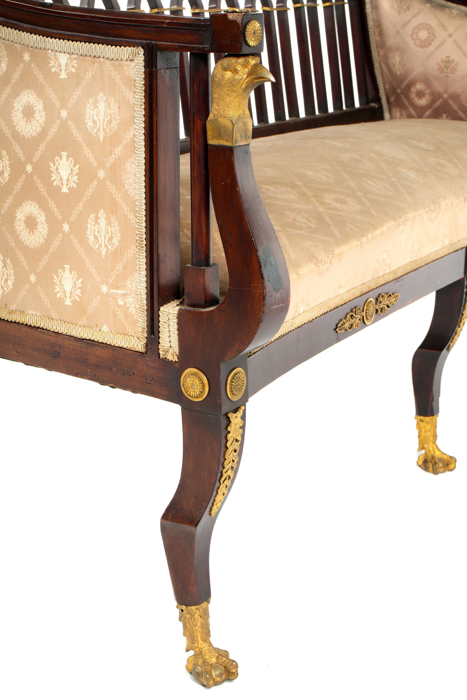 French Mahogany Settee with Ormolu Eagle Mounts - 7