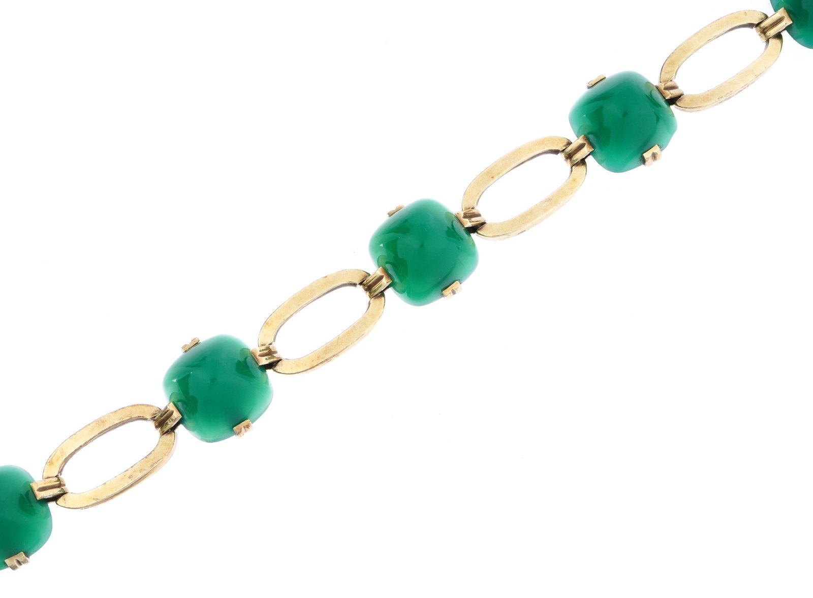 14k Gold & Chrysoprase "Gum Drop" Bracelet - 2