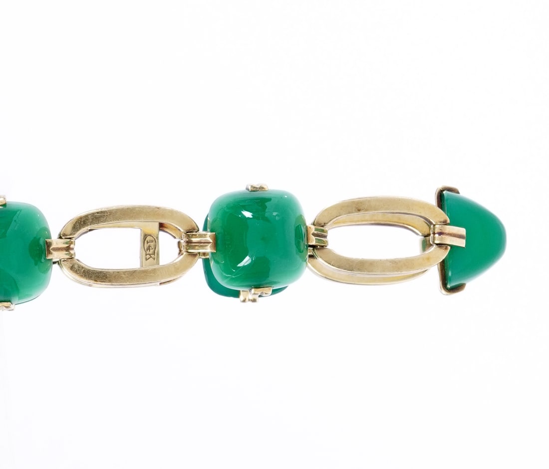 14k Gold & Chrysoprase "Gum Drop" Bracelet - 4