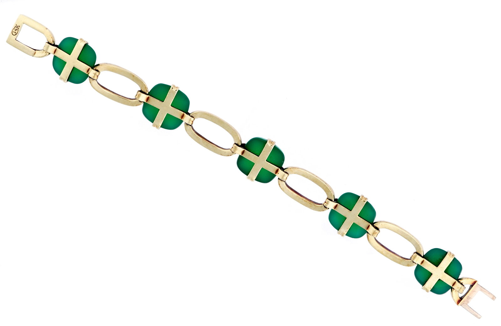 14k Gold & Chrysoprase "Gum Drop" Bracelet - 7