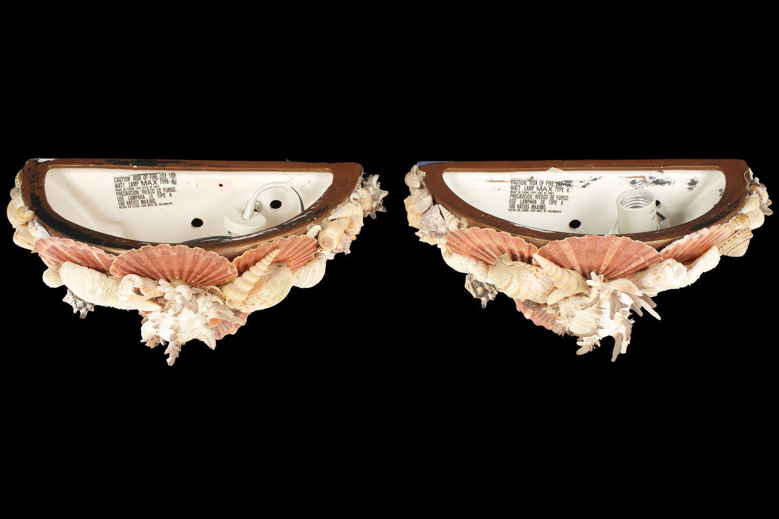 Pair Seashell Encrusted Wall Sconces - 3