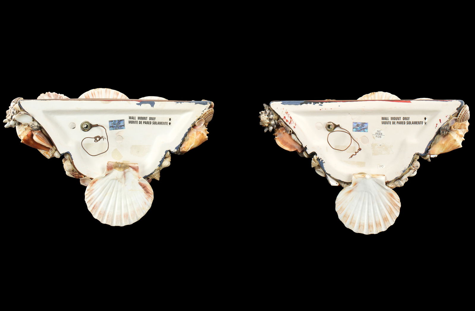 Pair Seashell Encrusted Wall Sconces - 4