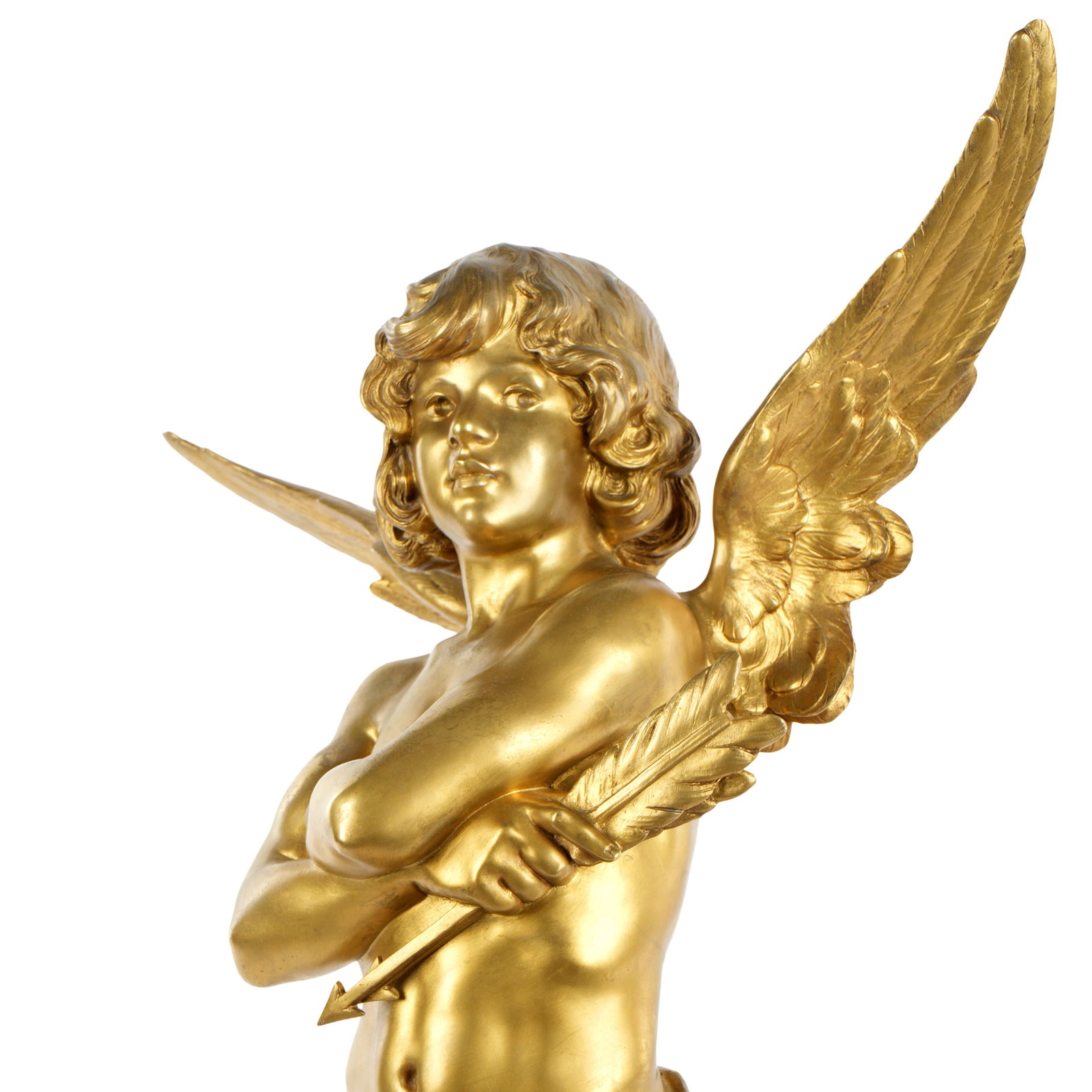 Large Auguste Moreau Gilt Bronze Cupid Figure - 3