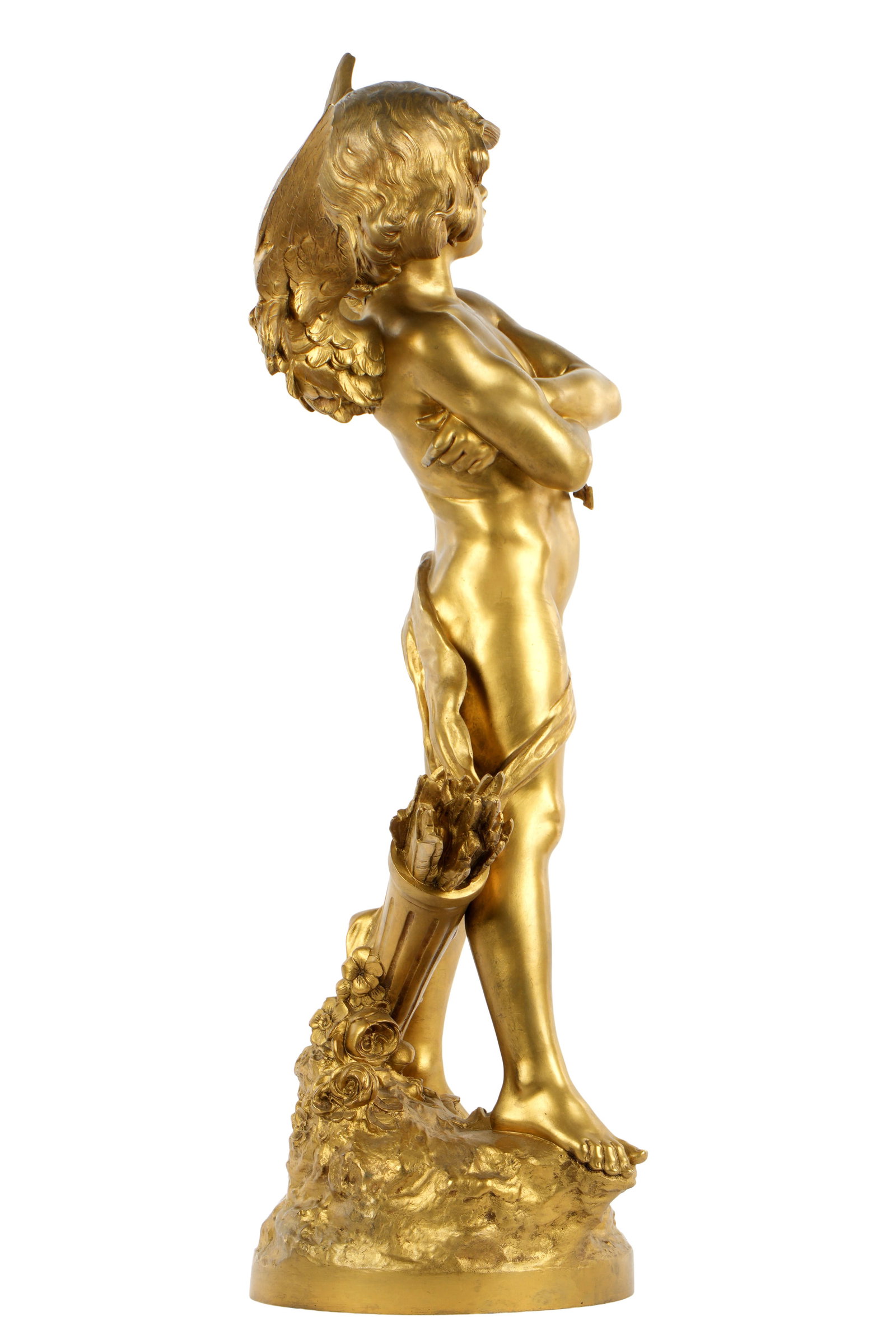 Large Auguste Moreau Gilt Bronze Cupid Figure - 7