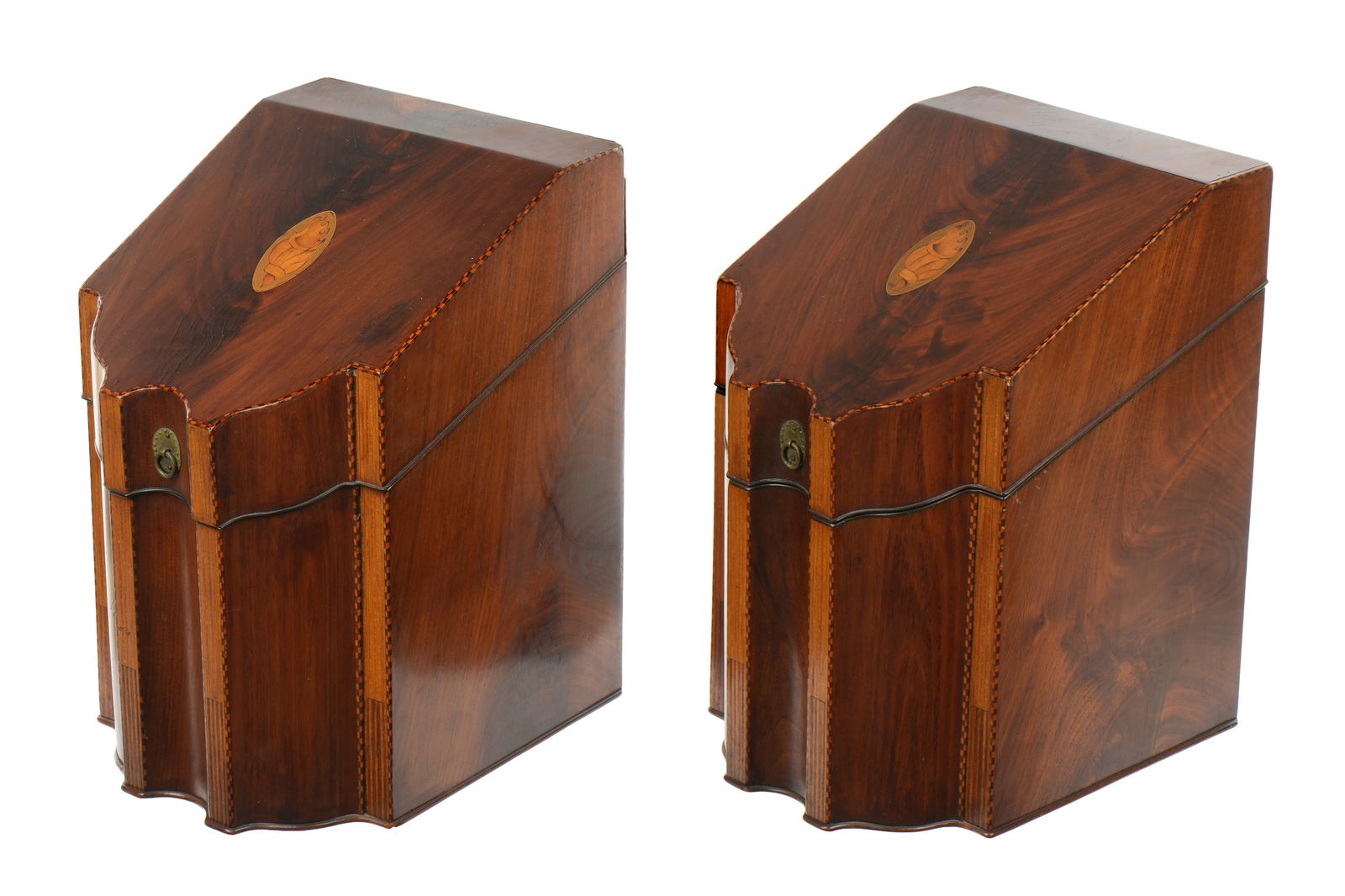 Pair English Georgian Inlaid Mahogany Knife Boxes (1 of 2)