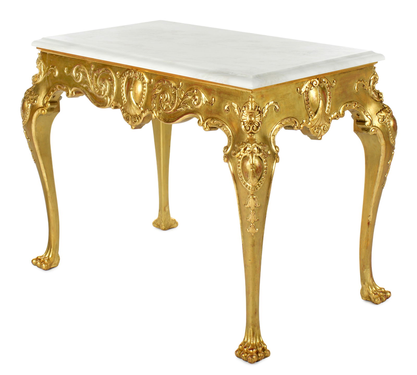 French Marble Top Carved Gilt Wood Table (1 of 7)