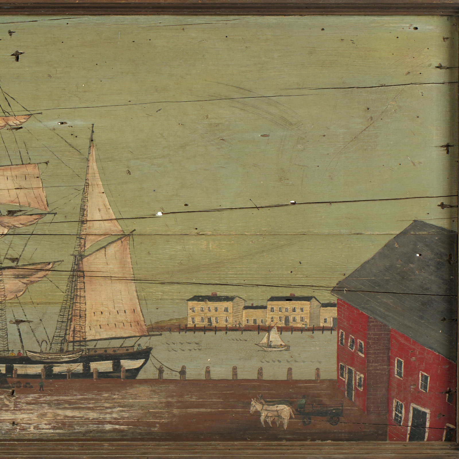 Folk Art Clipper Ship Painting on Wood Panel - 4
