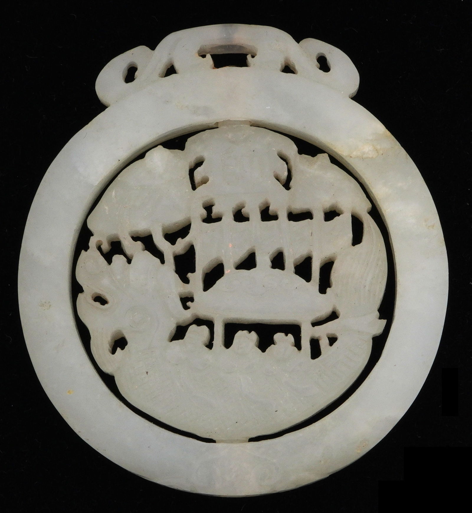 Chinese White Jade Articulated Dragon Boat Pendant (1 of 7)