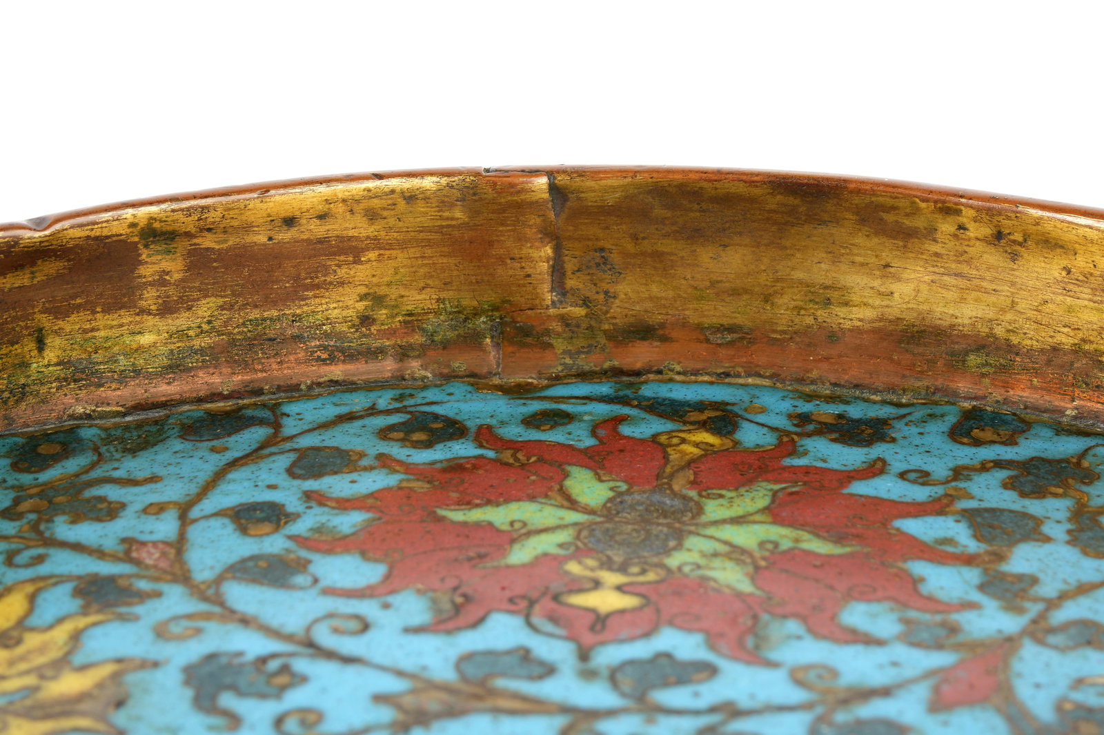 Antique Chinese Dragon Phoenix Cloisonne Charger - 8