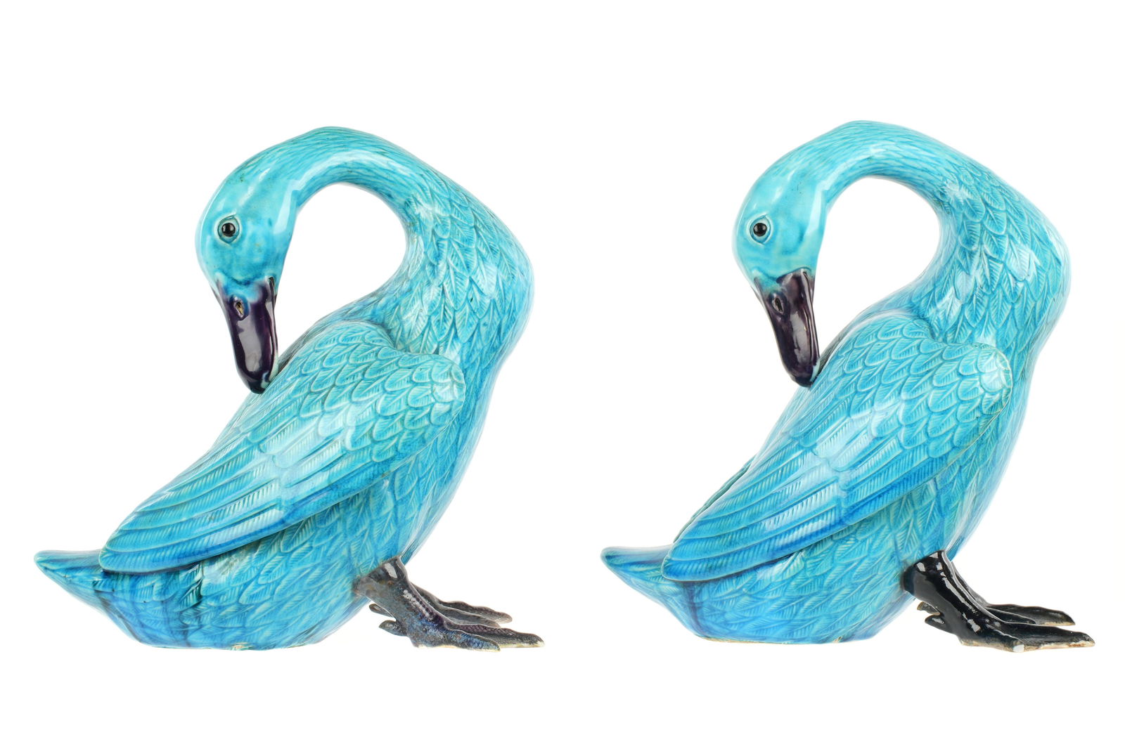 Pair Chinese Turquoise Glaze Porcelain Ducks (1 of 7)
