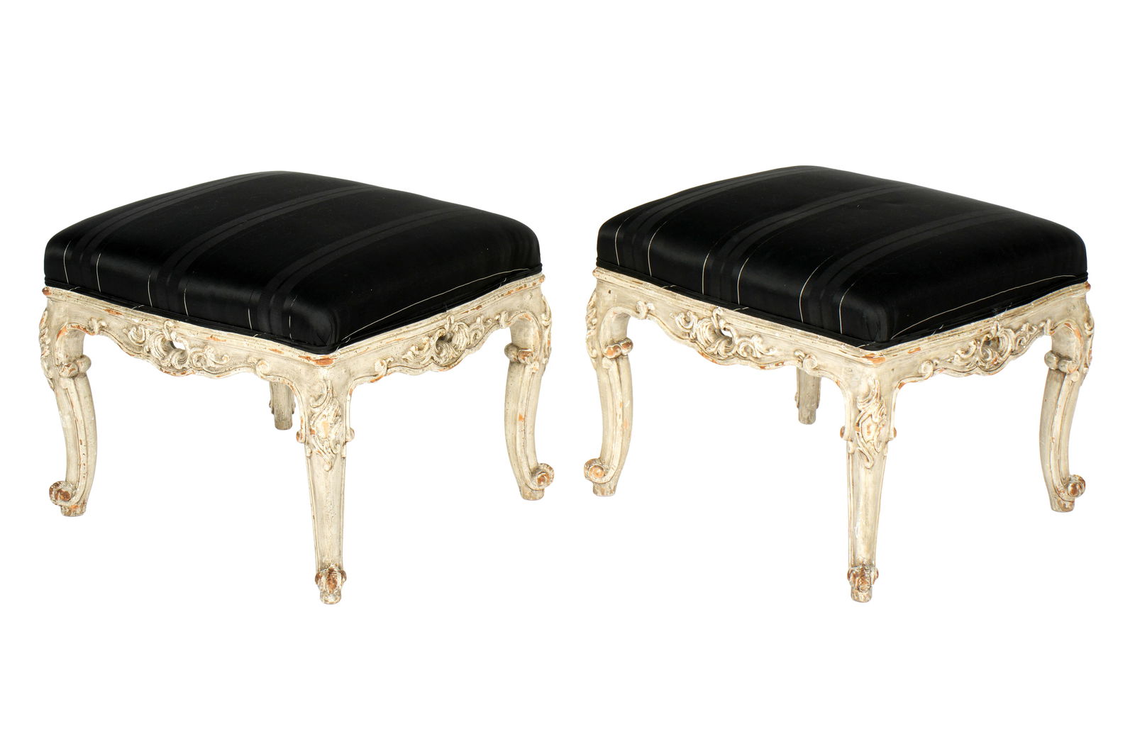 Pair French Louis XV Style Carved Stools (1 of 7)
