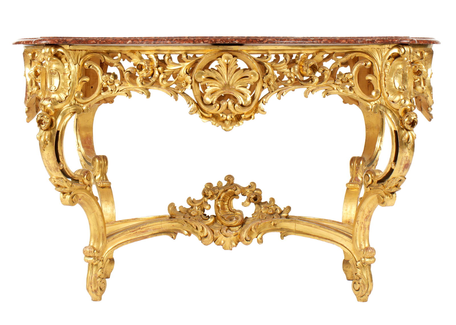 French Louis XV Style Marble Top Gilt Center Table (1 of 2)