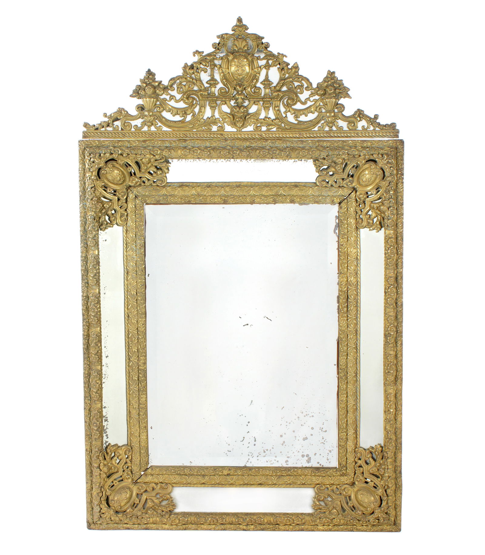 Dutch Embossed Brass Cushion Mirror (1 of 5)