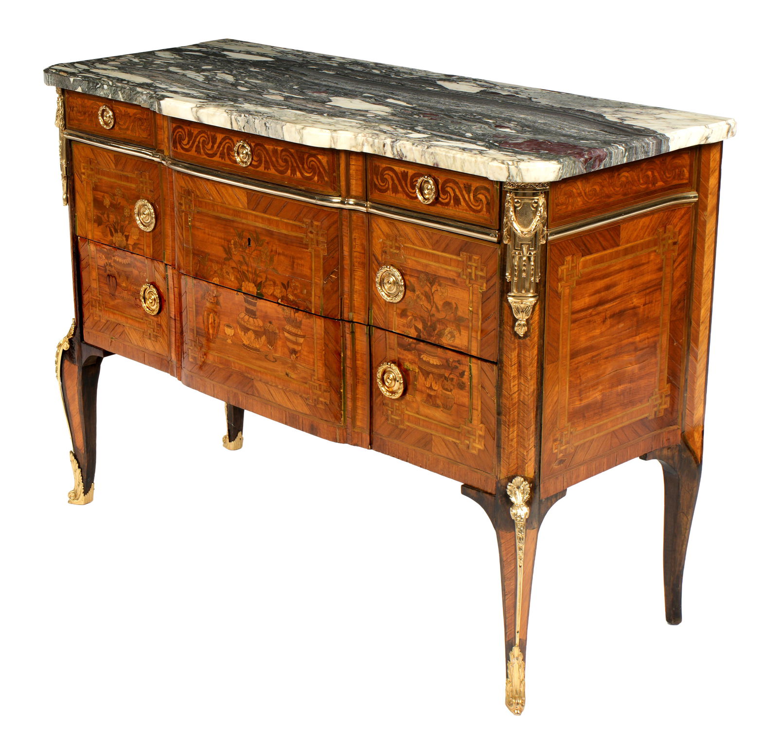 19th Century French Marquetry Marble Top Commode (1 of 8)