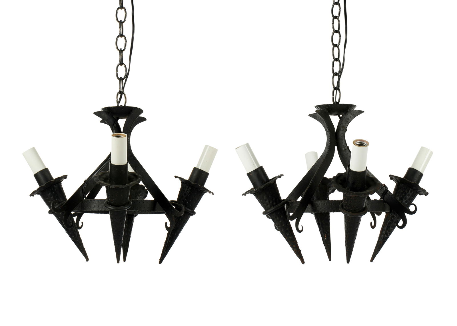 Pair Wrought Iron Medieval Style Chandeliers (1 of 9)