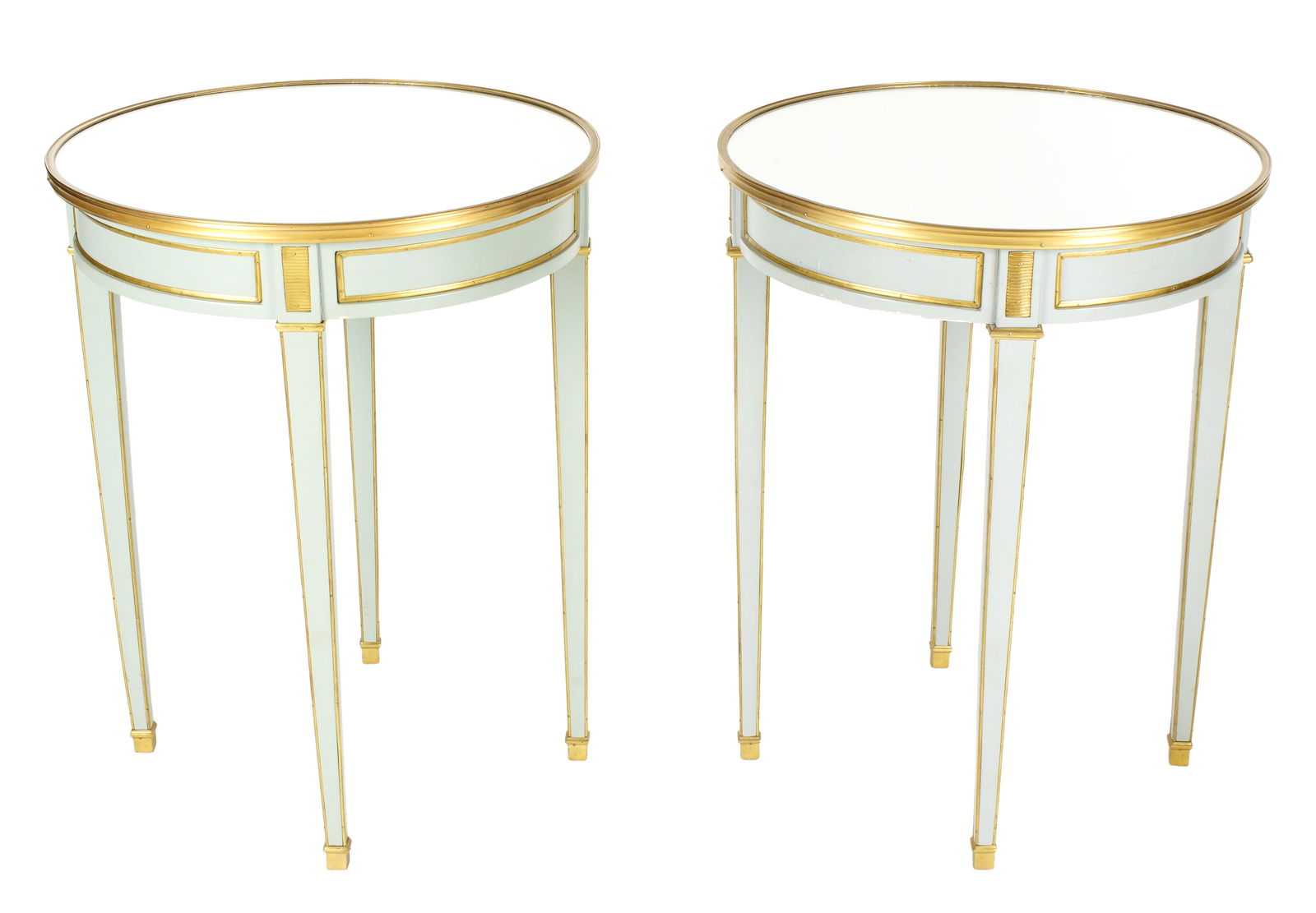 Pair Louis XVI Style Mirror Top Bouillotte Tables (1 of 6)