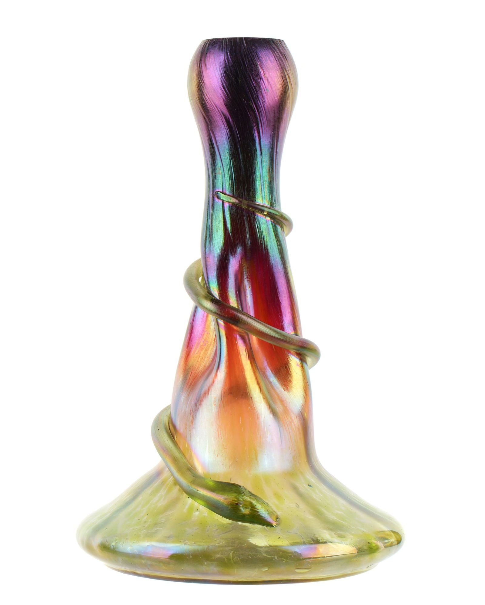 Loetz Type Bohemian Art Glass Snake Vase (1 of 8)