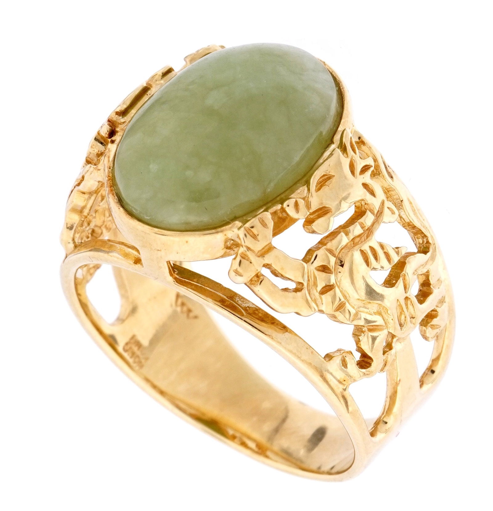 Chinese 14k Gold and Celadon Jade Ring (1 of 9)