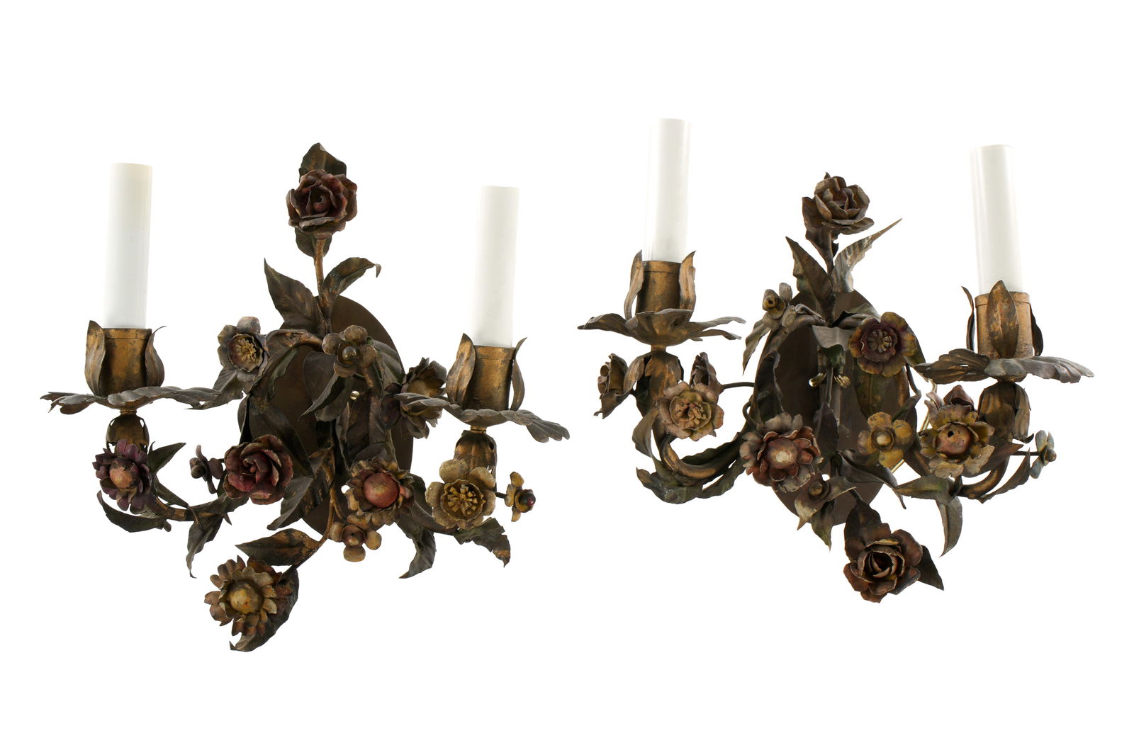 PAIR TOLE FLORAL SCONCES: DESCRIPTION COMING SOON
