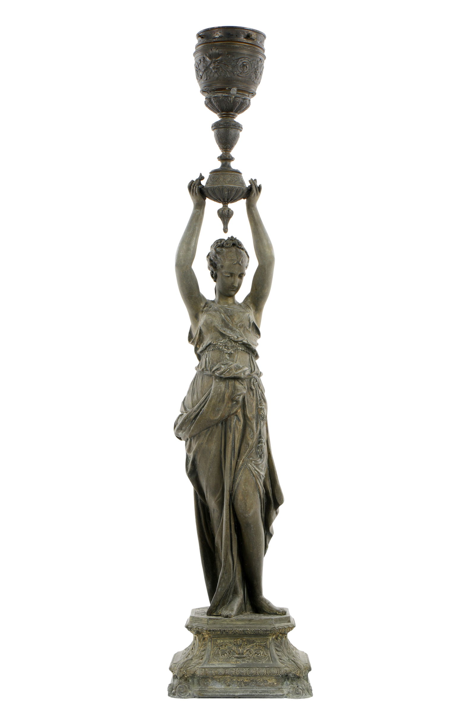 Spelter Classical Maiden Newel Post Lamp (1 of 6)