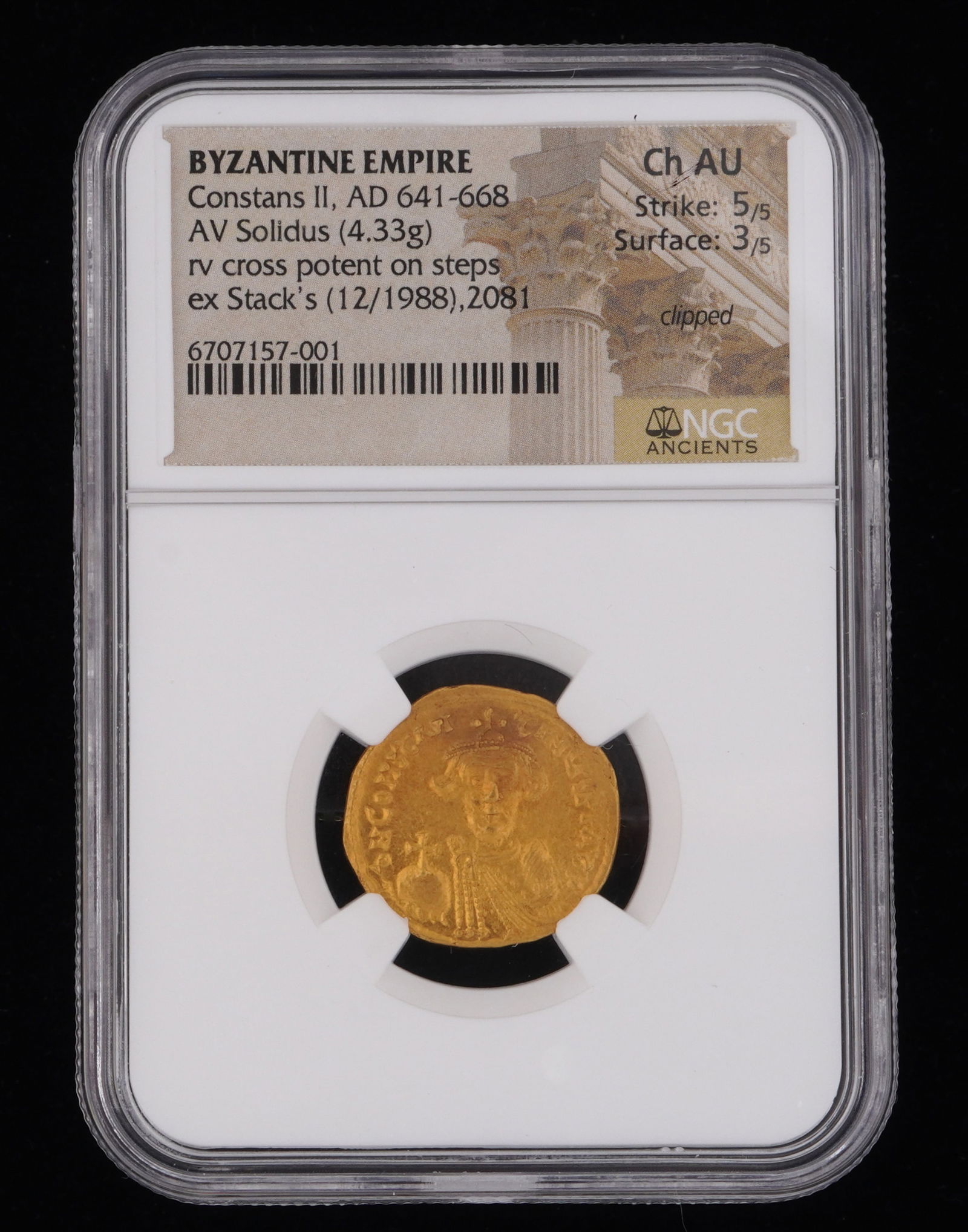 Byzantine Constans II AD 641-668 Solidus Choice AU (1 of 2)