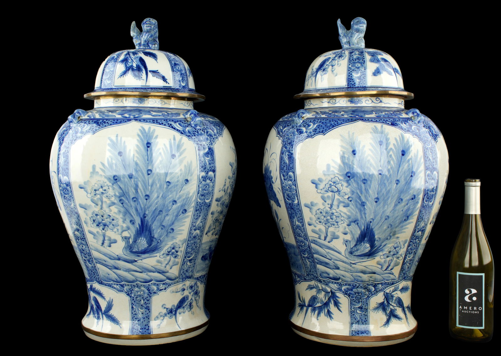 Pr Maitland Smith Blue White Decorated Ginger Jars (1 of 1)