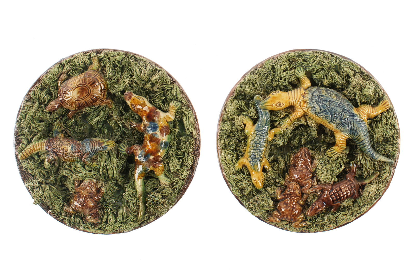 Two Portuguese Palissy Ware Reptile Plates (1 of 5)