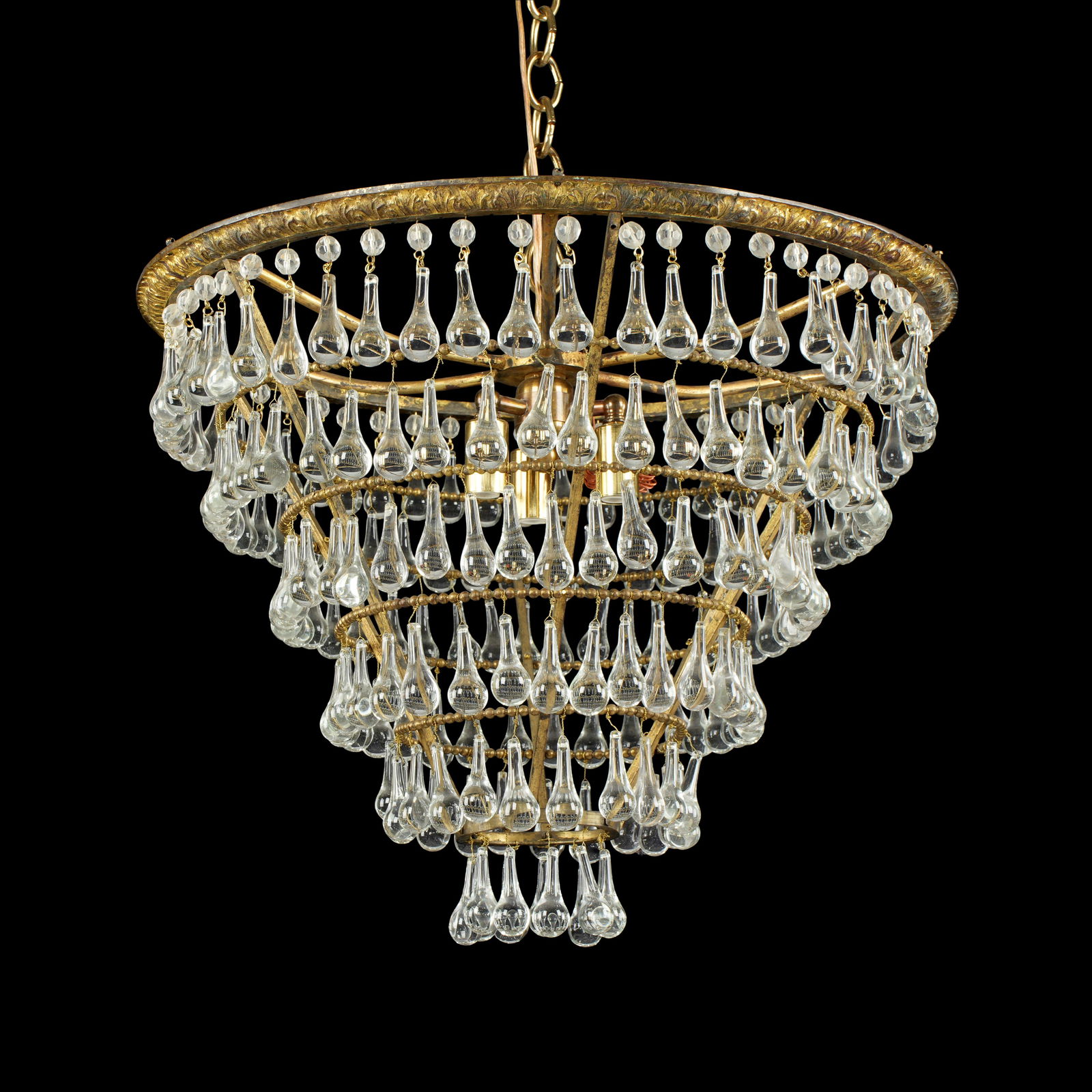 Italian Six Tier Brass and Crystal Chandelier (1 of 1)