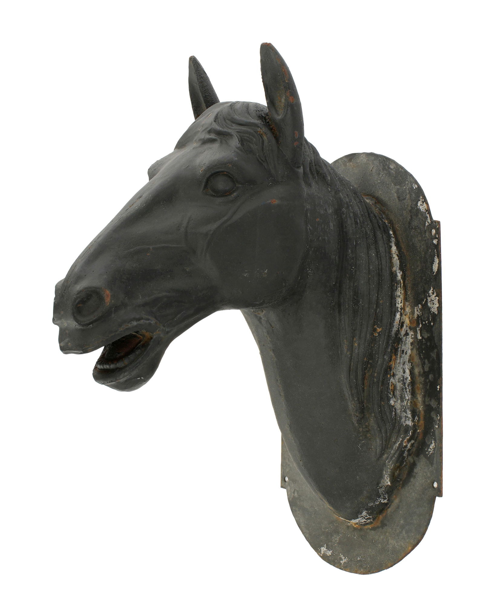 French Painted Cast Iron Horse Head Plaque (1 of 2)