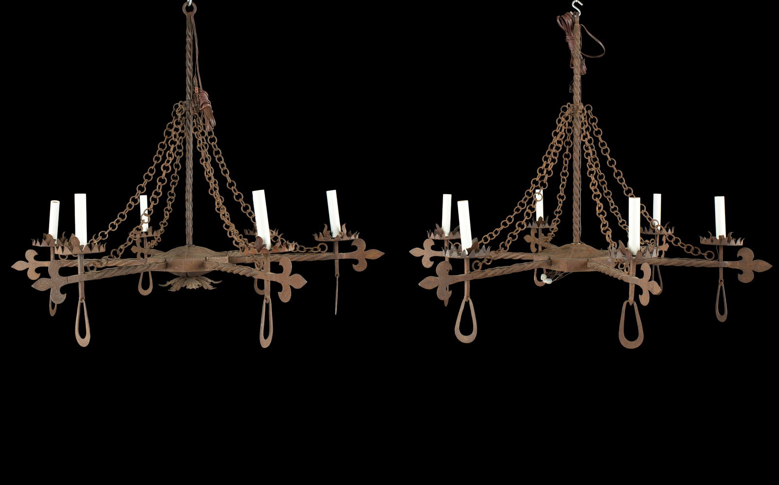 Pair Wrought Iron Gothic Revival Chandeliers (1 of 11)