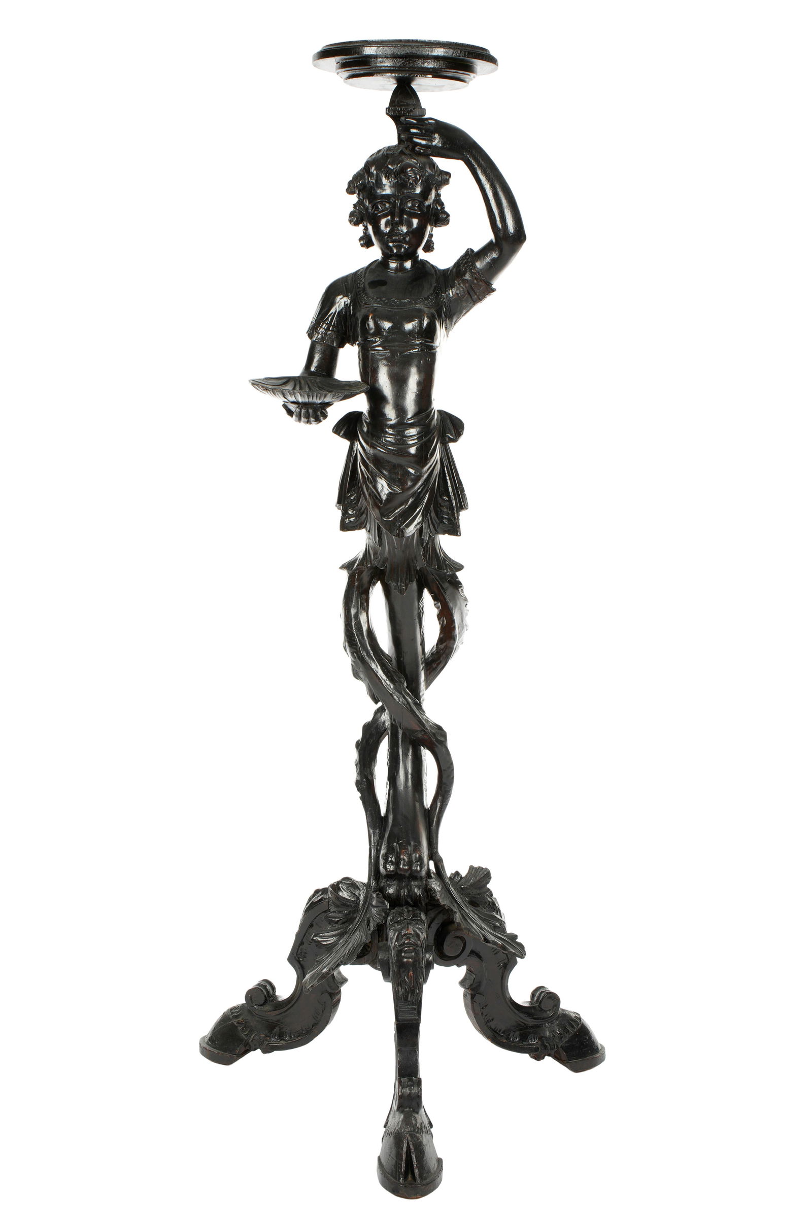 Manner of Beseral Ebonized Figural Maiden Pedestal (1 of 2)