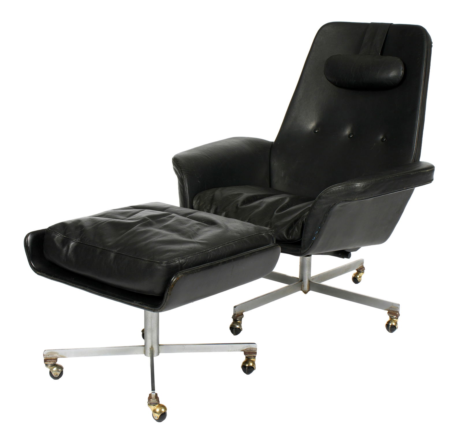 Danish MCM Leather Lounge Chair and Ottoman (1 of 1)