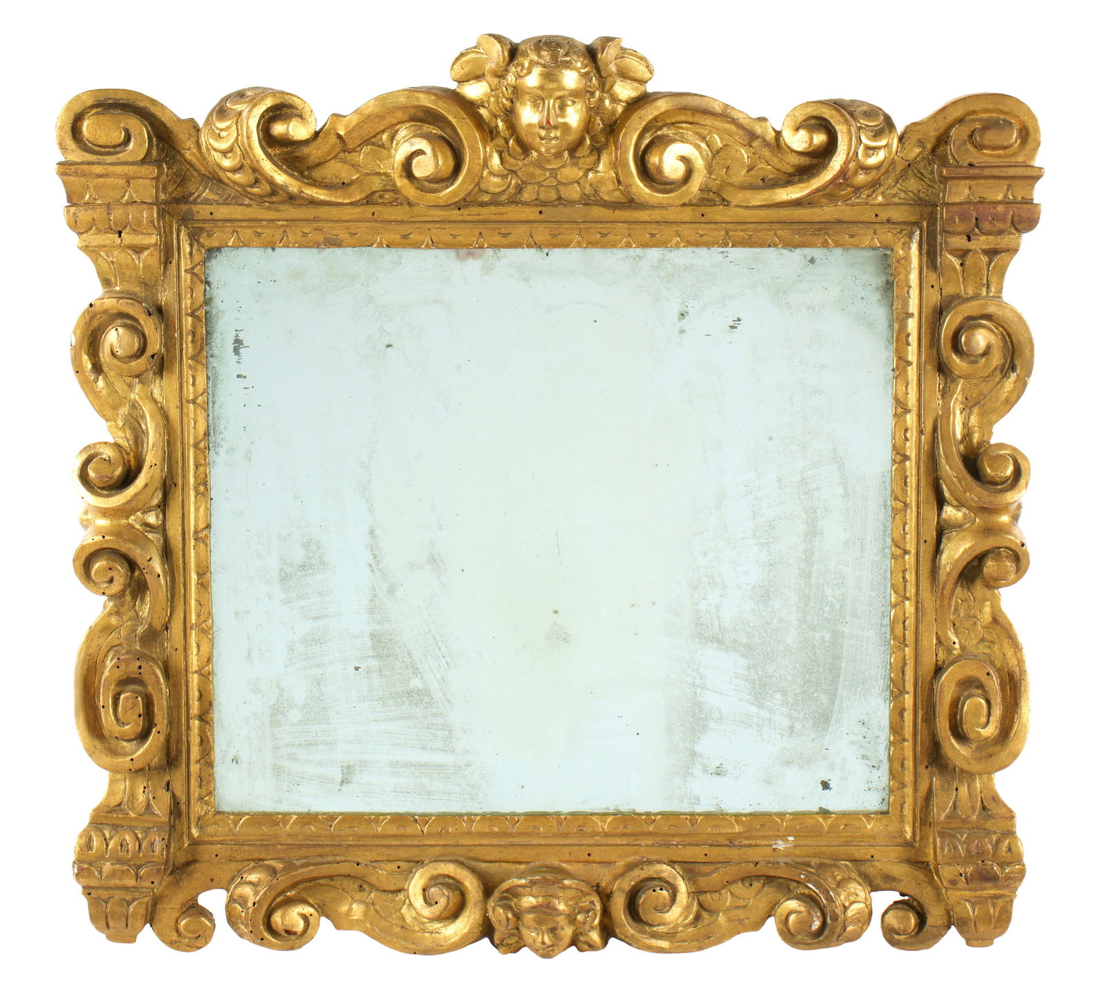 Early Italian Carved Gilt Wood Mirror (1 of 2)