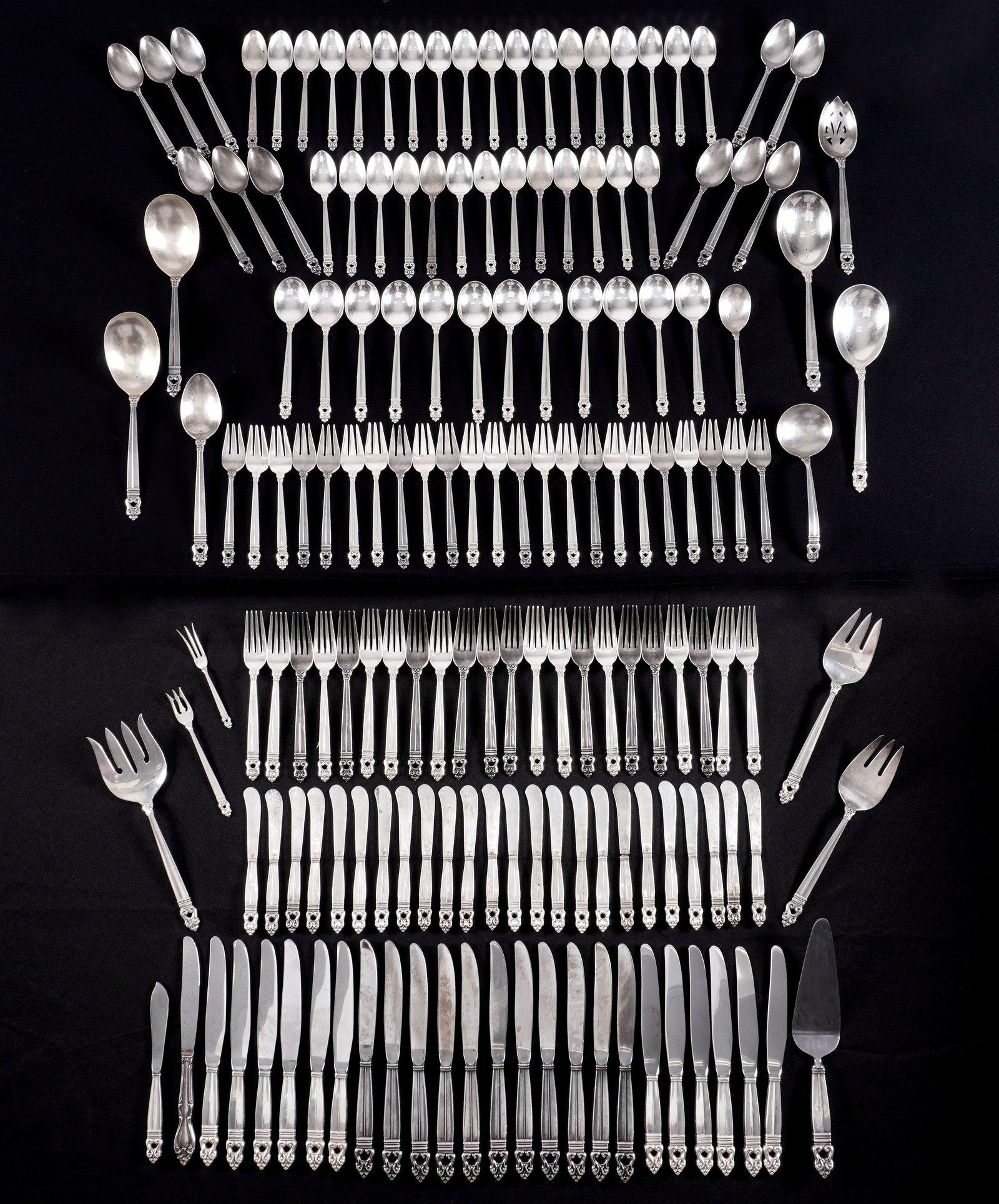 162 pc Royal Danish Sterling Silver Flatware Set (1 of 13)