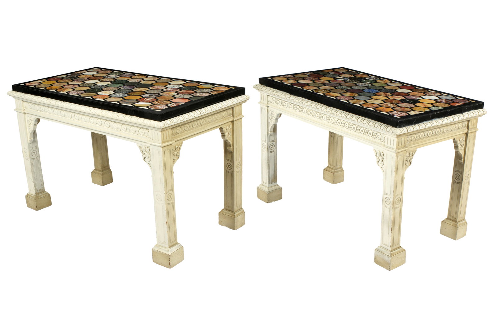 Pr Pietra Dura Specimen Marble Top Console Tables (1 of 17)