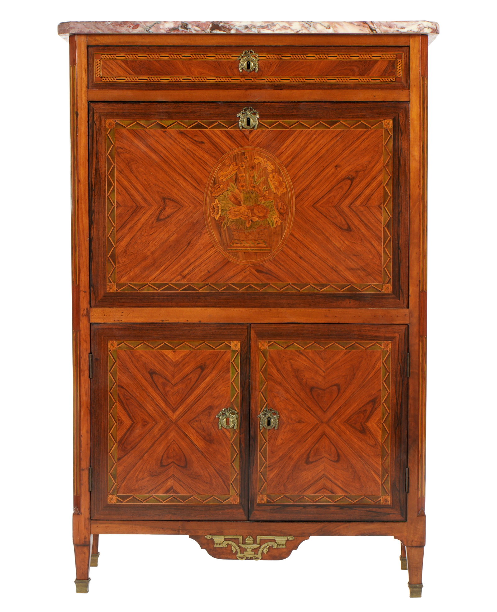 French Inlaid Marble Top Secretaire a Abbatant (1 of 8)