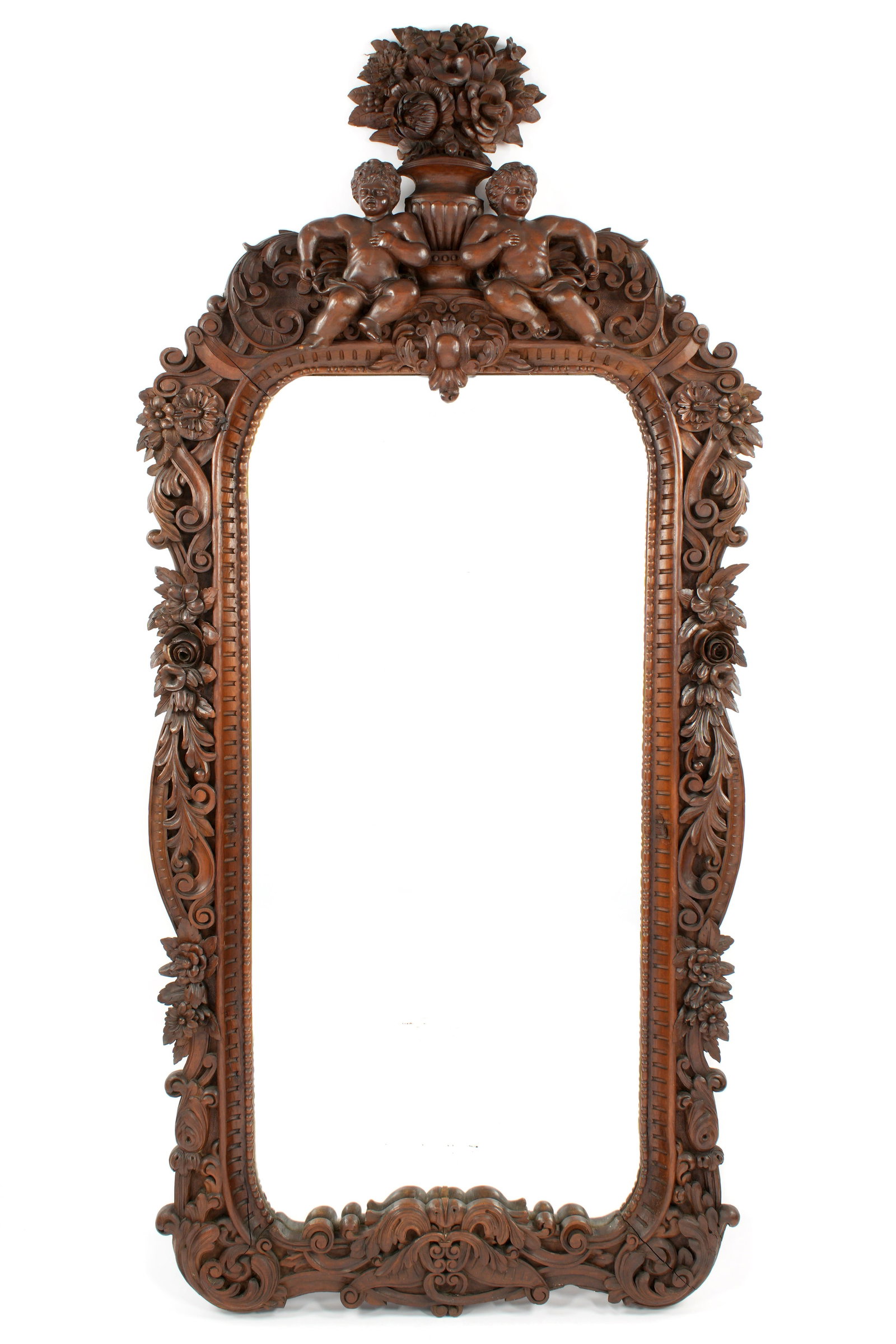 Large 19th C. French Rococo Carved Walnut Mirror (1 of 5)