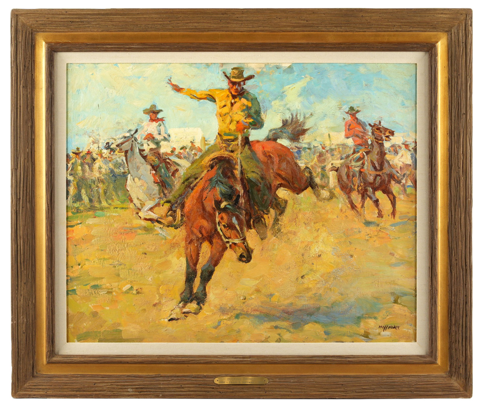 Frank B. Hoffman Bucking Bronco Western Painting (1 of 6)