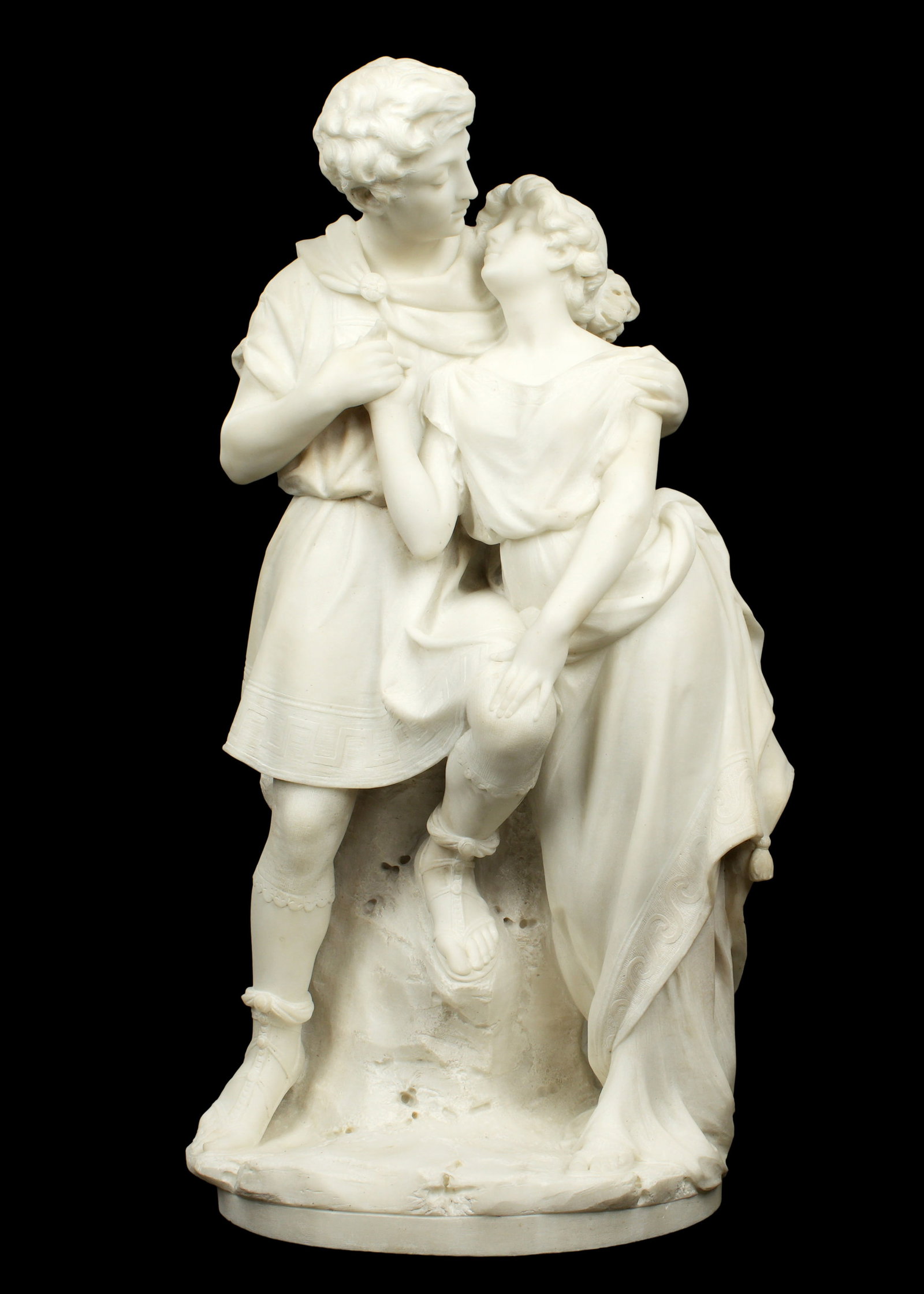 A. Testi Carved Marble Courting Couple Sculpture (1 of 2)