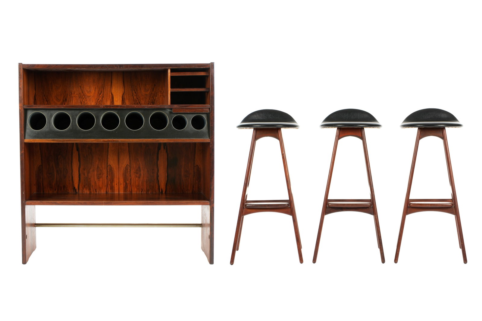 Erik Buch MCM Rosewood Dry Bar and Three Stools (1 of 15)