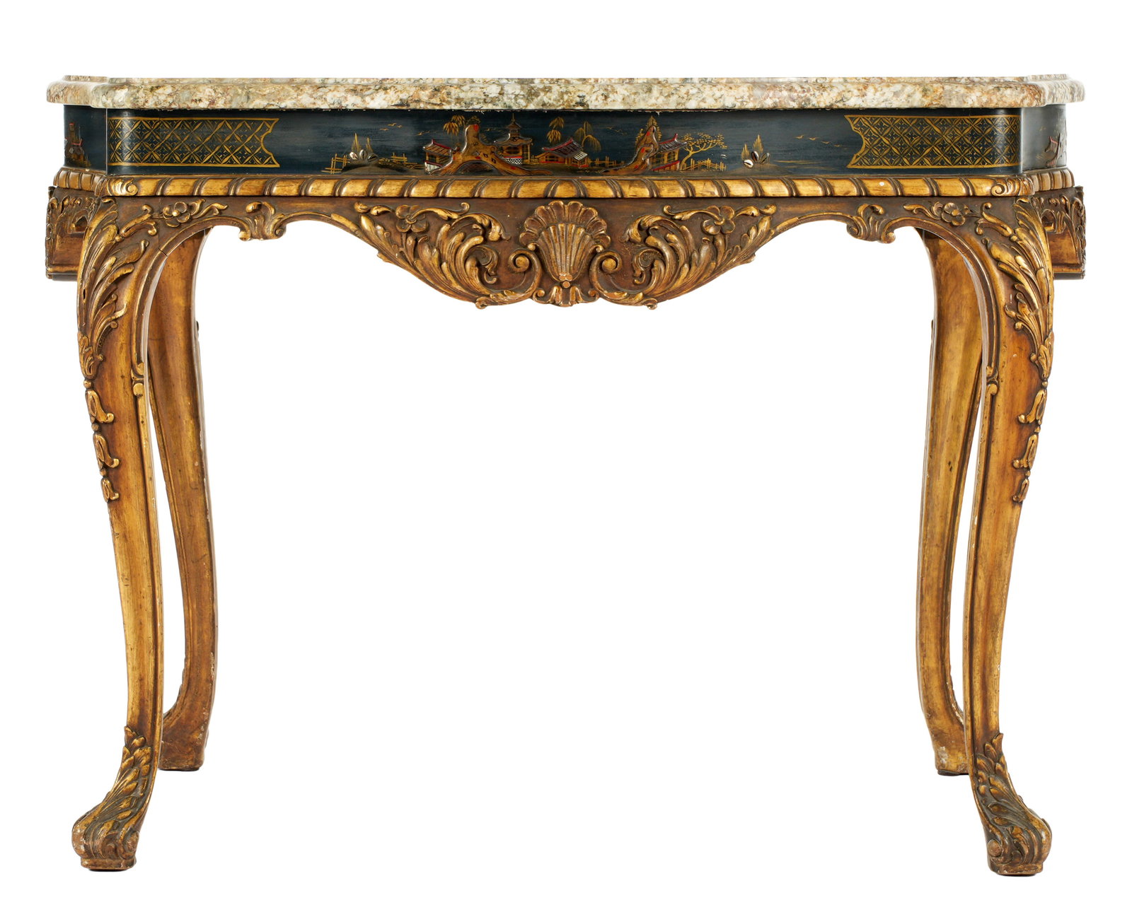 French Chinoiserie Carved Marble Top Center Table (1 of 2)