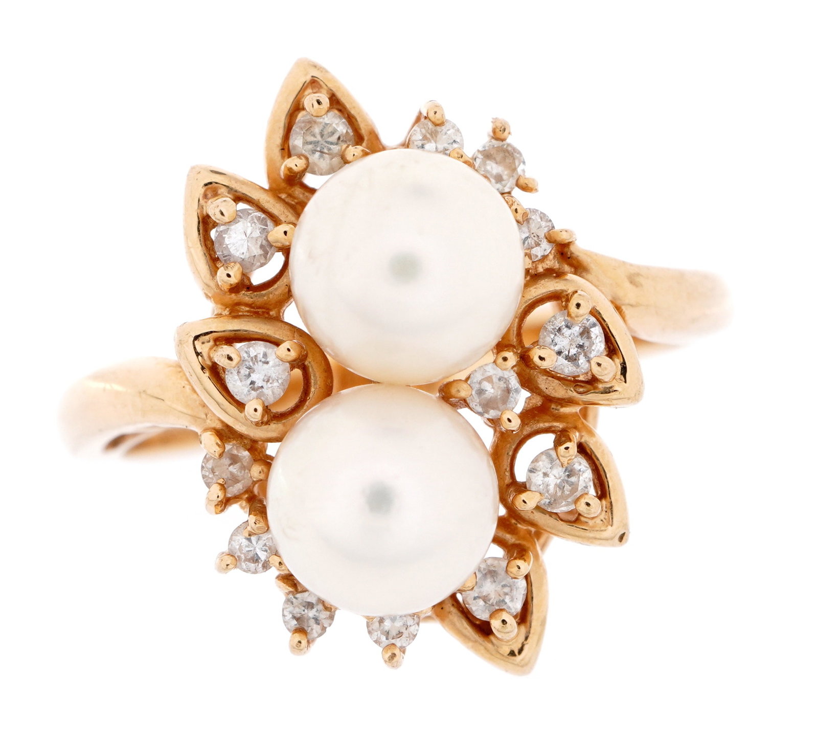 14k Gold Diamond & Pearl Ring Stamped T & C (1 of 8)