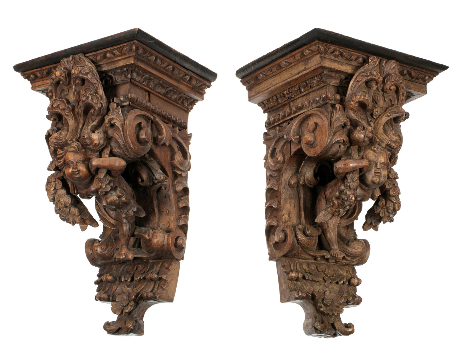 Pair Italian Renaissance Revival Wall Brackets (1 of 1)