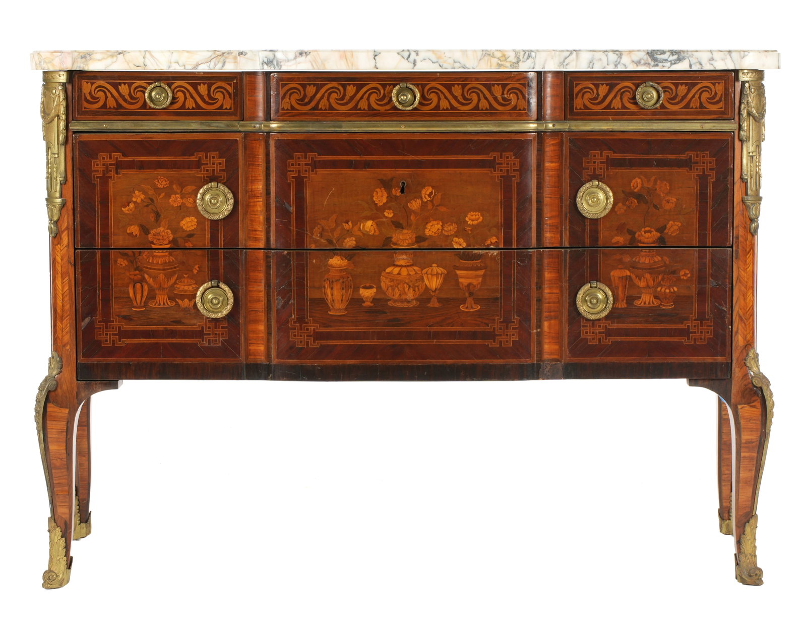 19th C. Louis XV Style Inlaid Marble Top Commode (1 of 2)