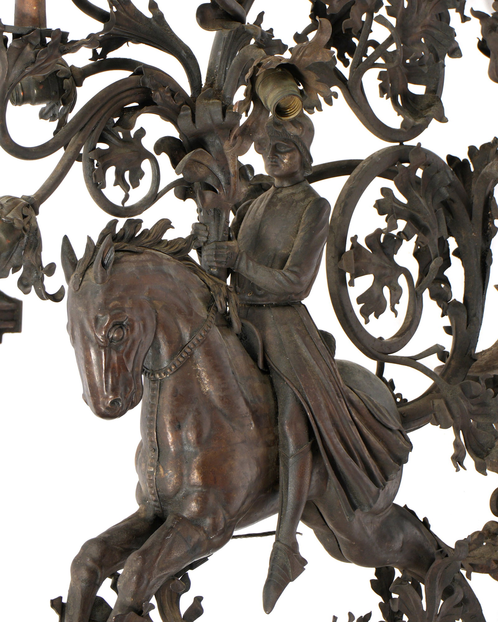 Pair Palatial Iron Horse and Rider Wall Sconces - 8