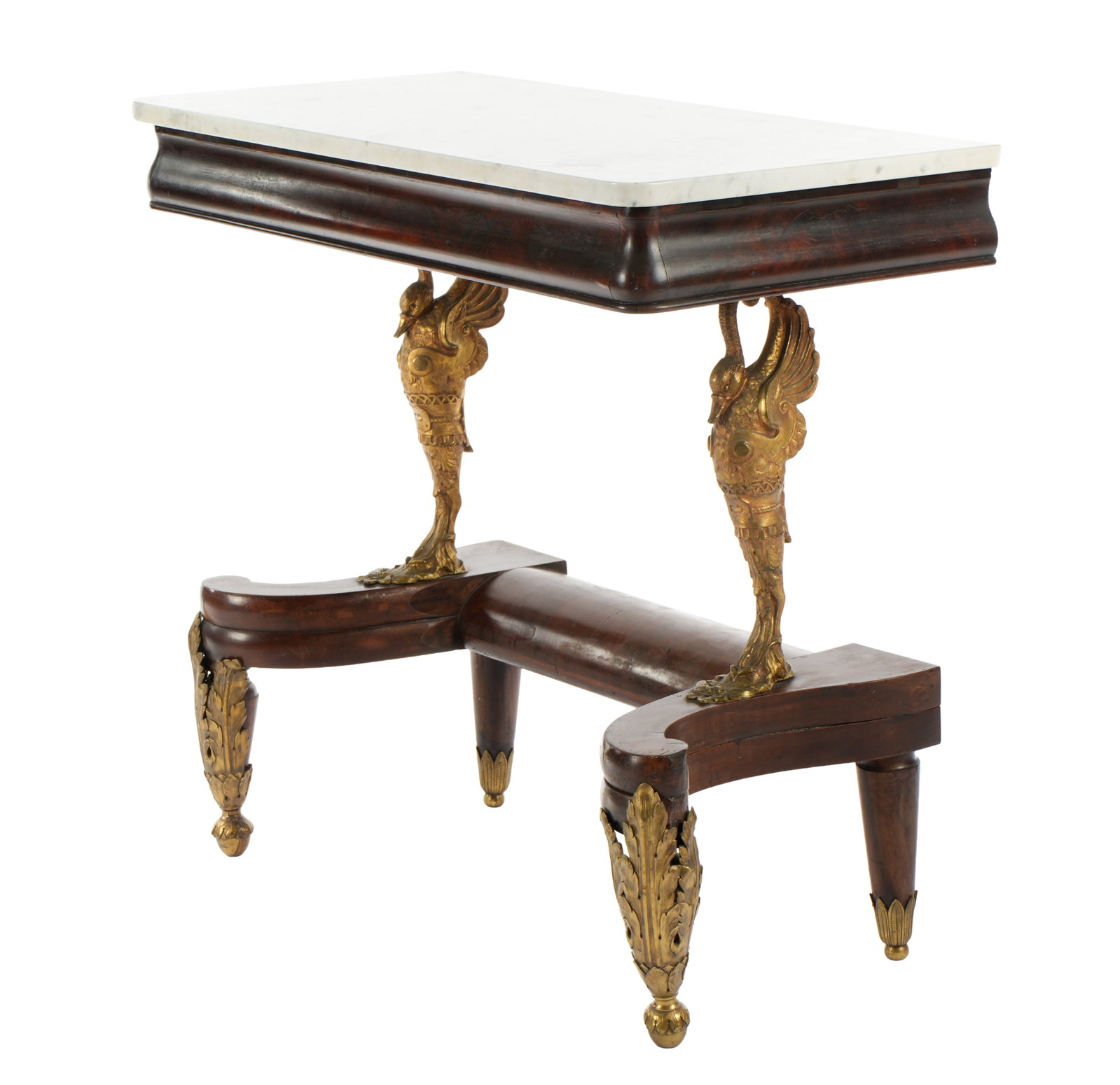 Neoclassical Mahogany Pier Table Gilt Bronze Swans (1 of 7)