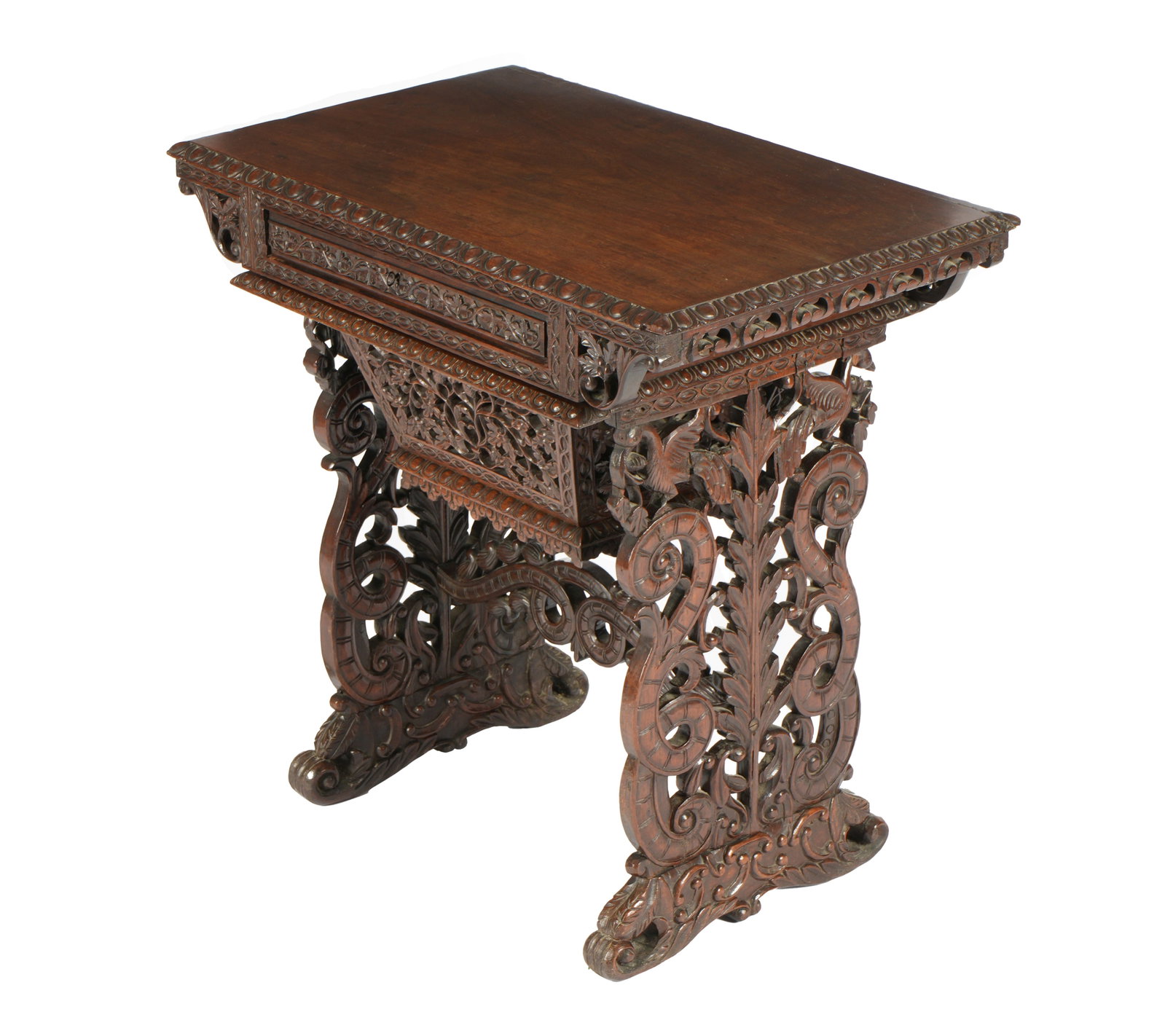 19th Century Anglo Indian Carved Work Table (1 of 9)